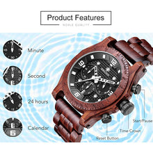 Load image into Gallery viewer, SIHAIXIN Wood Watch Waterproof Men Sports Top Luxury Brand Wooden Watch Male Quartz Business Auto Date Man Clock With Bamboo Box - Gabriel