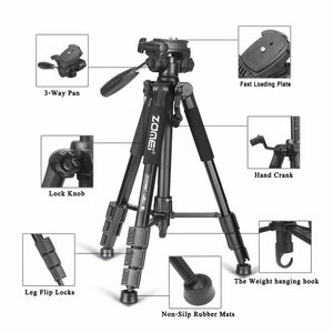 New Zomei Tripod Z666 Professional Portable Travel Aluminium Camera Tripod Accessories Stand with Pan Head for Canon Dslr Camera - Gabriel