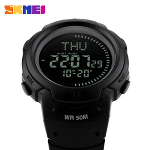 2017 SKMEI Brand Compass Watches 5ATM Water Proof Digital Outdoor Sports Watch Men's Watch EL Backlight Countdown Wrist Watches - Gabriel