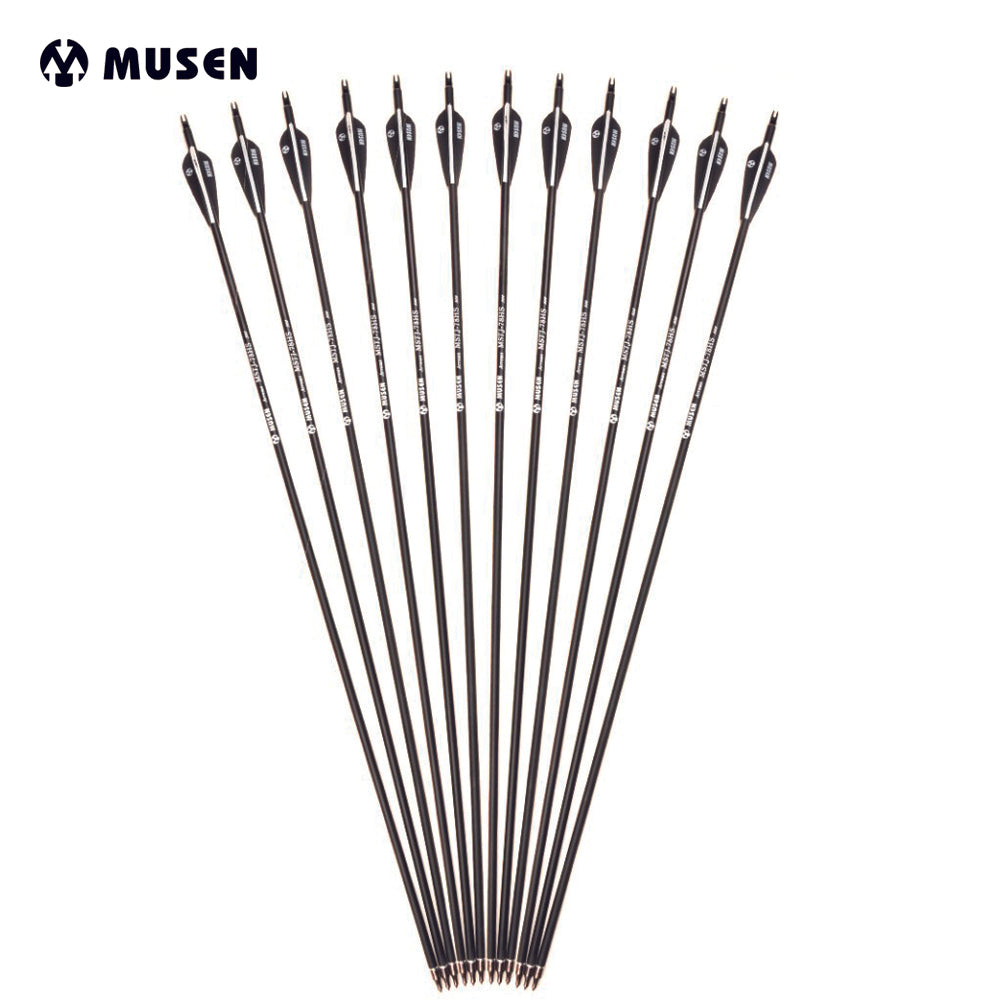 6/12/24pcs/lot 28/30 inches Spine 500 Carbon Arrow with Black and White Color for Recurve/Compound Bows Archery Hunting K - Gabriel