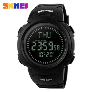 2017 SKMEI Brand Compass Watches 5ATM Water Proof Digital Outdoor Sports Watch Men's Watch EL Backlight Countdown Wrist Watches - Gabriel