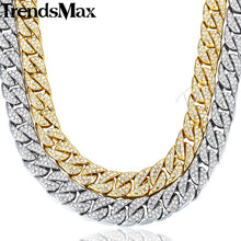 Load image into Gallery viewer, 14mm Miami Curb Cuban Chain Necklace For Men Gold Silver Hip Hop Iced Out Paved Rhinestones CZ Rapper Necklace Jewelry GN432 - Gabriel