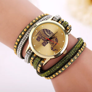 Creative Watches Girl Elephant Rivet Bracelet Quartz Braided Winding Wrap Watch 1PC Quartz Watch relogio feminino - Gabriel