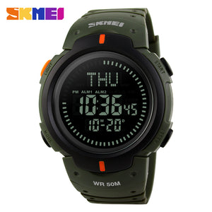 2017 SKMEI Brand Compass Watches 5ATM Water Proof Digital Outdoor Sports Watch Men's Watch EL Backlight Countdown Wrist Watches - Gabriel