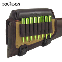 Load image into Gallery viewer, Tourbon Shooting Rifle Canvas &amp; Leather Cheek Rest Riser Pad w/ Ammo Cartridges Holder Carrier Hunting Gun Accessories - Gabriel