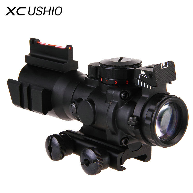 Gun Riflescope 4x Prism Mechanical Optical Fiber Integrated Sniper Rifle Scope Laser Telescopic Sight Hunting Optics - Gabriel