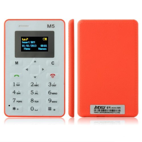 AEKU M5 Card Mobile Phone 4.5mm Ultra Thin Pocket Mini Phone Qual Band Low Radiation Card phone Cell phone - Gabriel