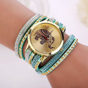 Creative Watches Girl Elephant Rivet Bracelet Quartz Braided Winding Wrap Watch 1PC Quartz Watch relogio feminino - Gabriel