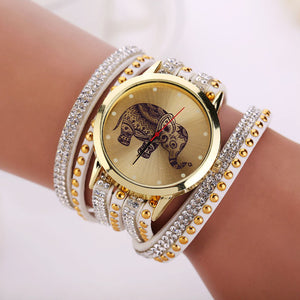 Creative Watches Girl Elephant Rivet Bracelet Quartz Braided Winding Wrap Watch 1PC Quartz Watch relogio feminino - Gabriel