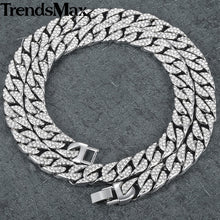 Load image into Gallery viewer, 14mm Miami Curb Cuban Chain Necklace For Men Gold Silver Hip Hop Iced Out Paved Rhinestones CZ Rapper Necklace Jewelry GN432 - Gabriel