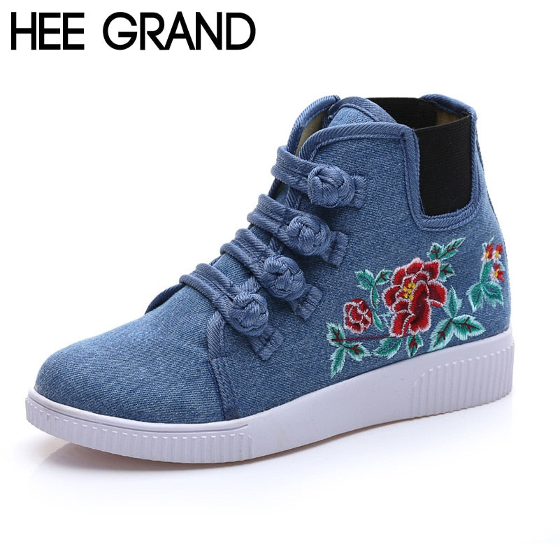 HEE GRAND Woman Canvas Shoes Chinese Ethnic Style Rubber Woman Flats Spring Floral Embroidered Shoes Woman XWD5130 - Gabriel