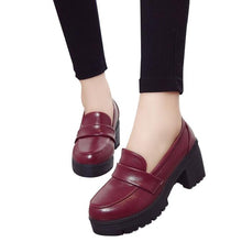 Load image into Gallery viewer, HEE GRAND Solid Color PU Leather Women&#39;s Shoes Fashion Square Heel Ladies Pumps All-match Oxfords Pumps WXG197 - Gabriel