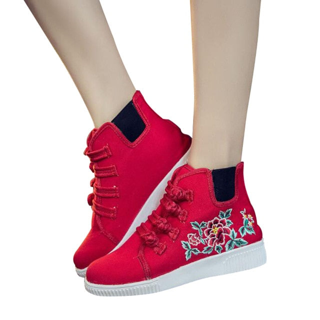 HEE GRAND Woman Canvas Shoes Chinese Ethnic Style Rubber Woman Flats Spring Floral Embroidered Shoes Woman XWD5130 - Gabriel