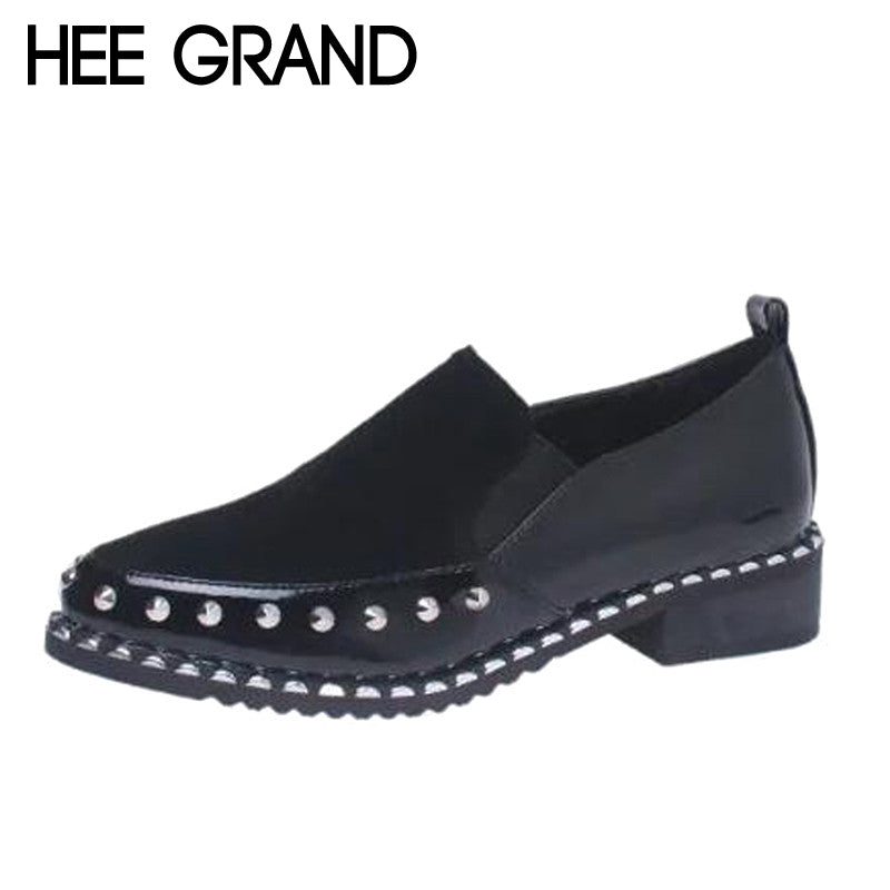 HEE GRAND Rivet Decoration Women Pointed Toe Women Thick Heel Oxfords Neutral Style Slip-on Woman's Shoes XWX6265 - Gabriel