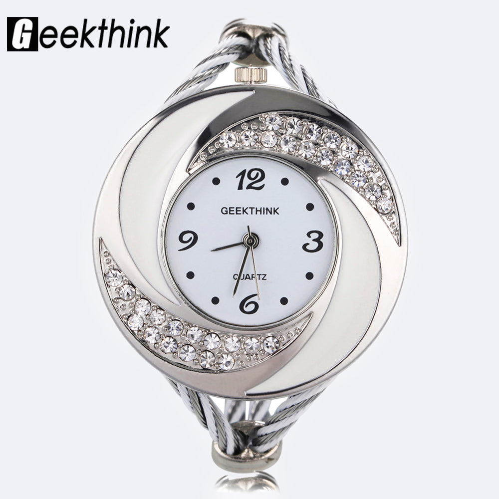 Fashion Rhinestone Diamond Whirlwind Design Steel Weave Dress Wristwatch Woman Girl Ladies Bracelet Bangle Quartz watch - Gabriel