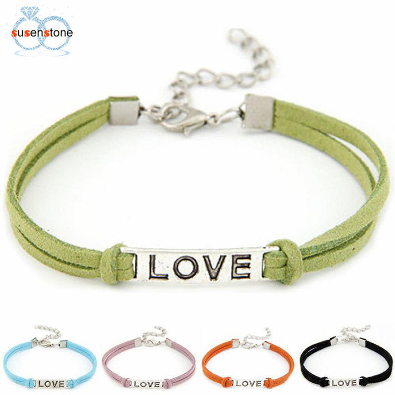 SUSENSTONE 1PC Braided Adjustable Leather Popular Bracelet Women Men Love Handmade Alloy Rope Charm Jewelry Weave Bracelet Gift - Gabriel