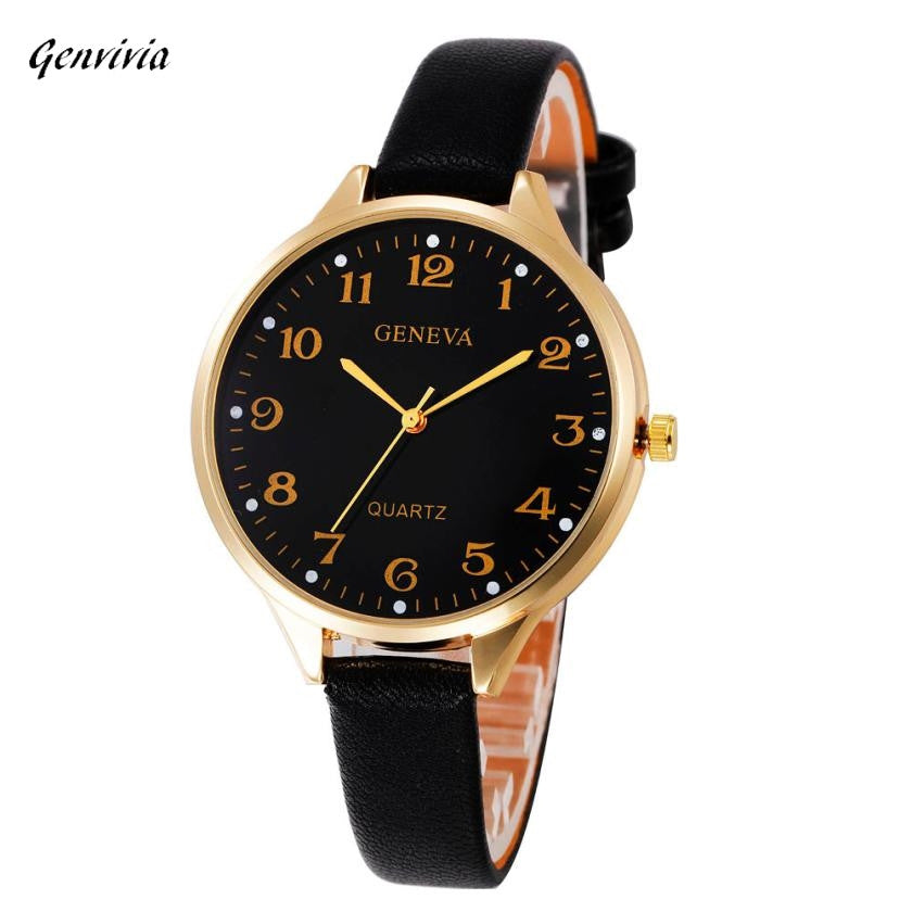 Luxury brand 2017 Women Quartz Watch Casual Checkers Faux Leather Quartz Analog montre sport femme relogios de pulso Wristwatch - Gabriel