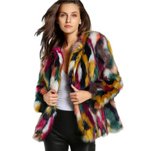 Load image into Gallery viewer, SHEIN Women Elegant Fur Coats Colorful Faux Fur Coat Multicolor Long Sleeve Collarless Casual Woman Winter Fur Coats - Gabriel