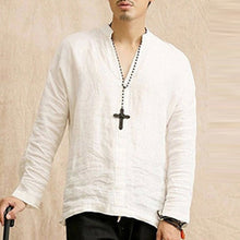 Load image into Gallery viewer, Men Tshirt Long Sleeve Solid Tee Shirts Autumn Spring Cotton Linen Fashion Loose Casual Leisure T-shirt Top Masculina Joggers - Gabriel