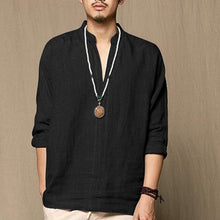 Load image into Gallery viewer, Men Tshirt Long Sleeve Solid Tee Shirts Autumn Spring Cotton Linen Fashion Loose Casual Leisure T-shirt Top Masculina Joggers - Gabriel