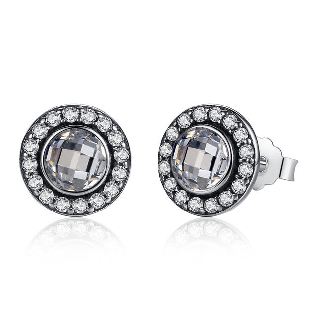 BAMOER Authentic 925 Sterling Silver Brilliant Legacy Stud Earrings With Clear CZ for Women Anniversary Jewelry PAS422 - Gabriel