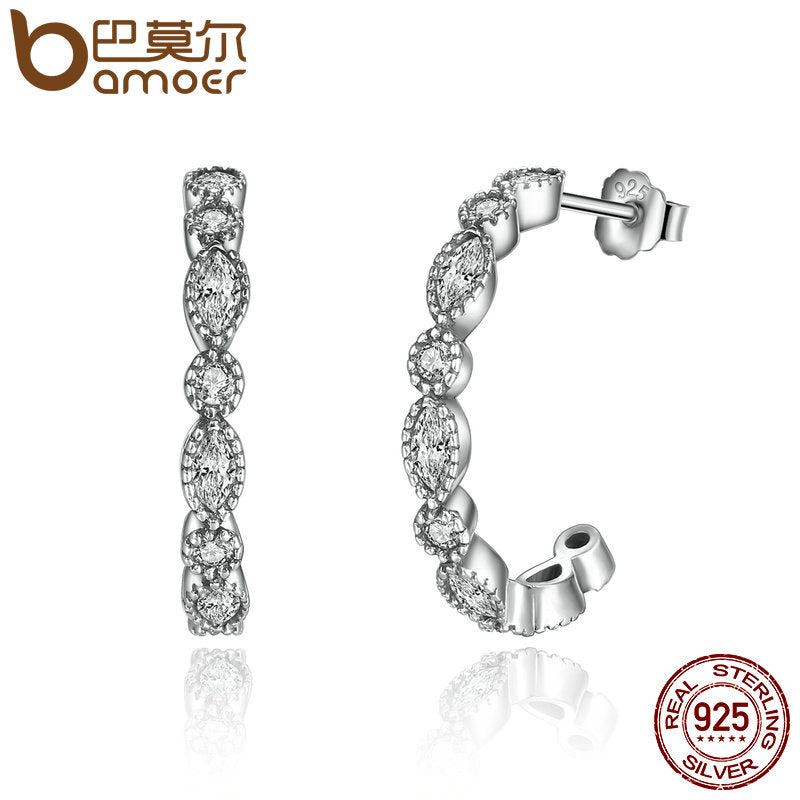 BAMOER Real 925 Sterling Silver Alluring Brilliant Marquise, CS Stud Earrings Women Engagement Jewelry Femme Brincos PAS486 - Gabriel