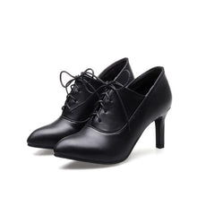 Load image into Gallery viewer, Asumer black red fashion new arrival women shoes lace up spring autumn ladies pumps round toe high heels shoes plus size 32-46 - Gabriel