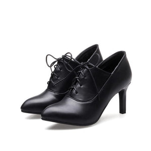 Asumer black red fashion new arrival women shoes lace up spring autumn ladies pumps round toe high heels shoes plus size 32-46 - Gabriel