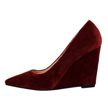 Load image into Gallery viewer, HEE GRAND 2018 Spring New Women Pumps Pointed Toe Flock Leather Wedge 10cm Heel Party Women&#39;s Heels 6 Colors Shoes WXG513 - Gabriel