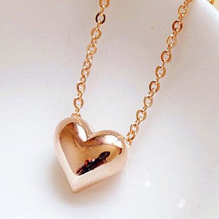SUSENSTONE Gold Heart Necklace Fashion Women trendy Statement Chain Pendant Necklace Jewelry - Gabriel