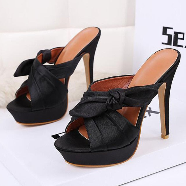 HEE GRAND Butterfly-knot Women Thin Heels Women Comfortable Wearing 2018 NEW Trend for the Fashion Shoes Women Heels WXG517 - Gabriel