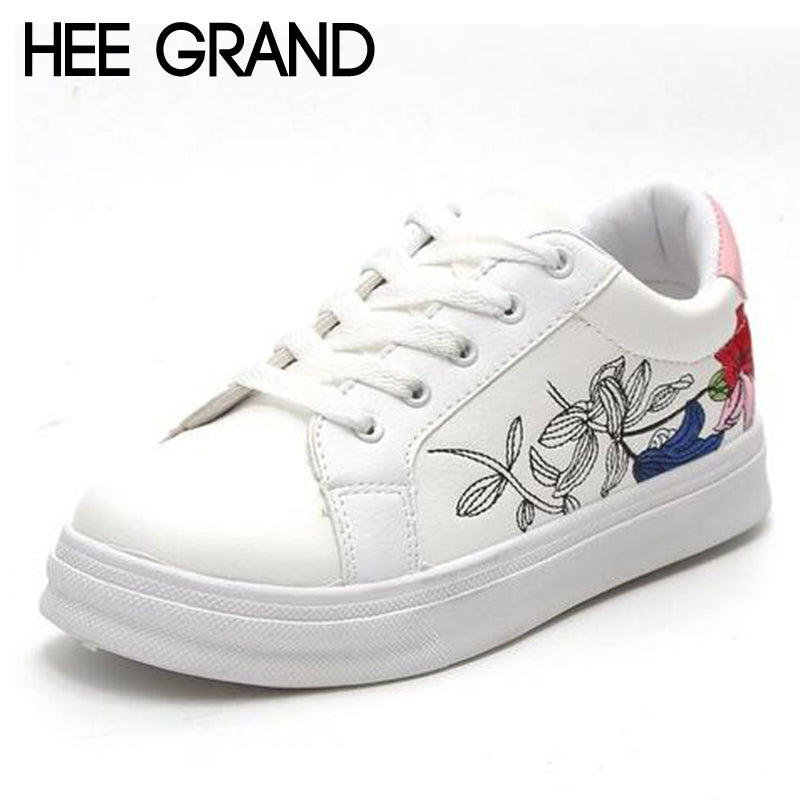 HEE GRAND Flower Decoration Women Casual Shoes Lace-up Women Flats Comfortable Women Shoes Vulcanized shoes XWD6521 - Gabriel