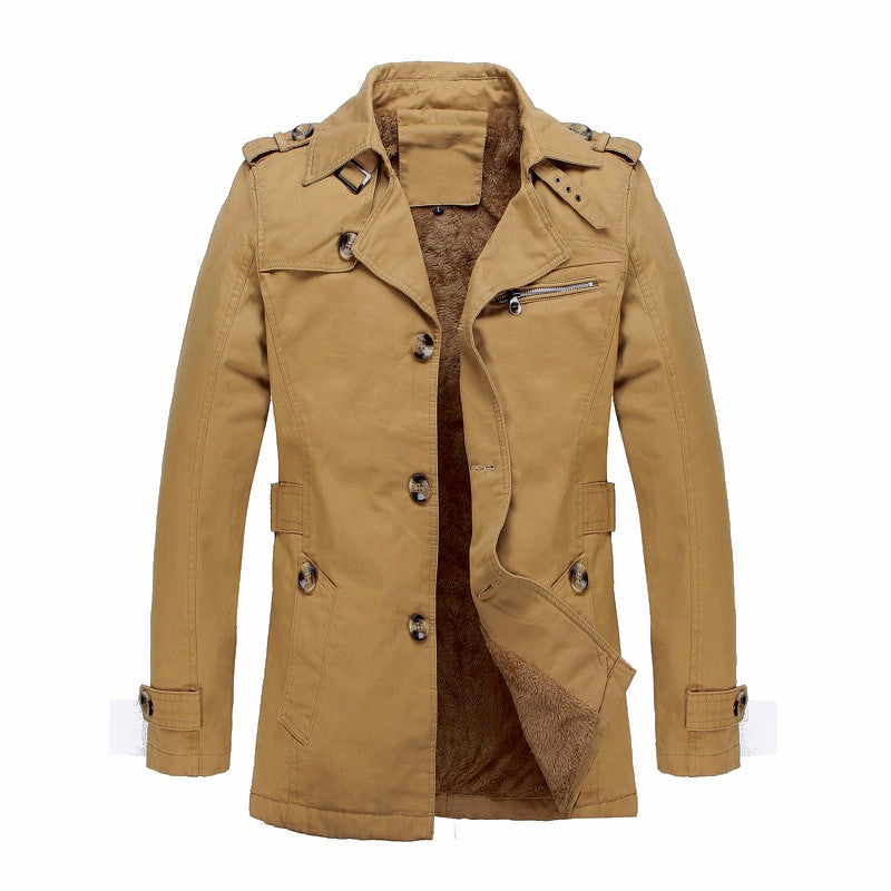 Oversize Parka Men Jacket 2018 Winter Thick Velvet Trench Single Breasted Lapel Coat Men Casual Military Pockets Outwear L 5XL - Gabriel