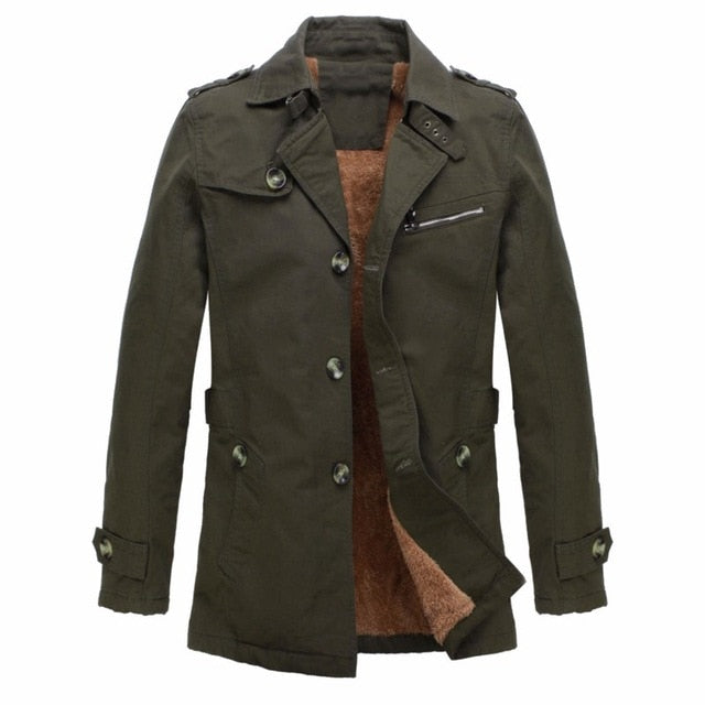 Oversize Parka Men Jacket 2018 Winter Thick Velvet Trench Single Breasted Lapel Coat Men Casual Military Pockets Outwear L 5XL - Gabriel