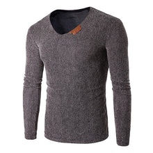 Load image into Gallery viewer, Oversize T-Shirt Men 2018 Spring Autumn Men Solid V Neck Long Sleeve Top Tees T Shirt Slim Male Pullover Plus Size XL-6XL Gray - Gabriel