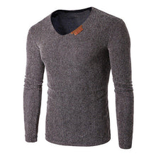 Load image into Gallery viewer, Oversize T-Shirt Men 2018 Spring Autumn Men Solid V Neck Long Sleeve Top Tees T Shirt Slim Male Pullover Plus Size XL-6XL Gray - Gabriel