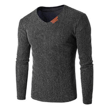 Load image into Gallery viewer, Oversize T-Shirt Men 2018 Spring Autumn Men Solid V Neck Long Sleeve Top Tees T Shirt Slim Male Pullover Plus Size XL-6XL Gray - Gabriel