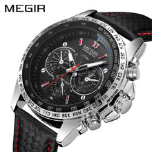 Load image into Gallery viewer, MEGIR Fashion Top Brand Sports Watches Men Leather Luxury Quartz Military Wrist Watch Waterproof Clock Male Relogios - Gabriel