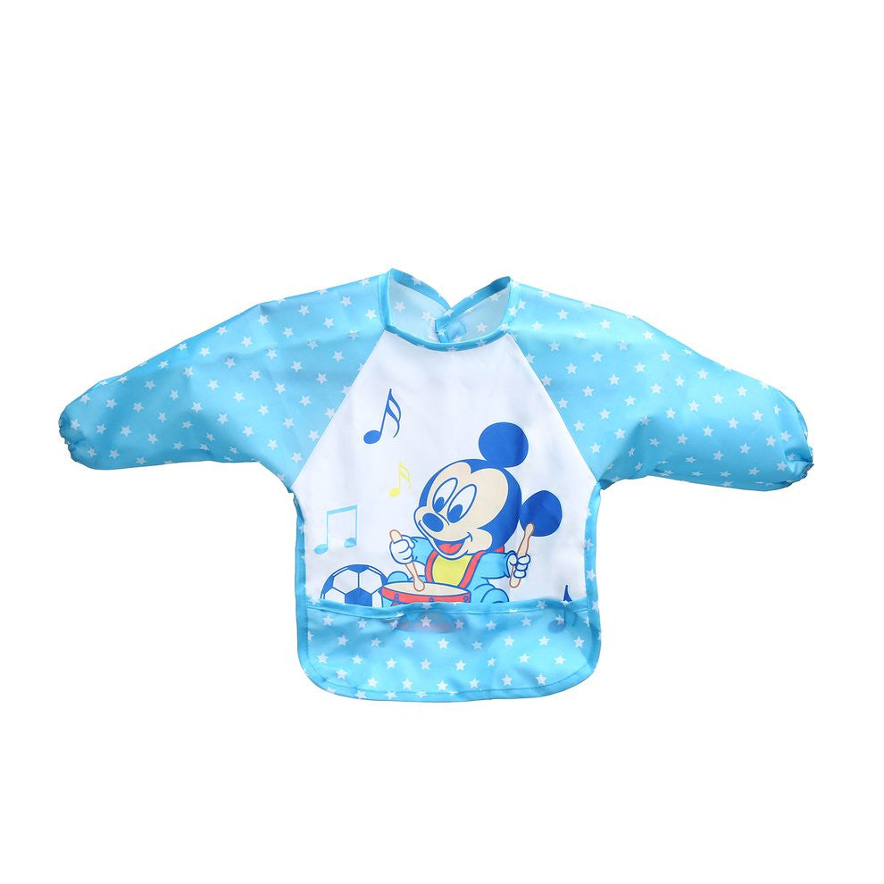 With Food Catcher Bag at the bottom Polyester Cute Cartoon Children Baby Waterproof Long Sleeve Self Feeding Bib Apron - Gabriel