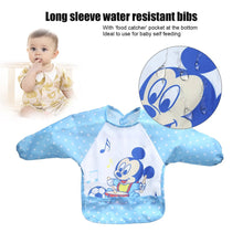 Load image into Gallery viewer, With Food Catcher Bag at the bottom Polyester Cute Cartoon Children Baby Waterproof Long Sleeve Self Feeding Bib Apron - Gabriel