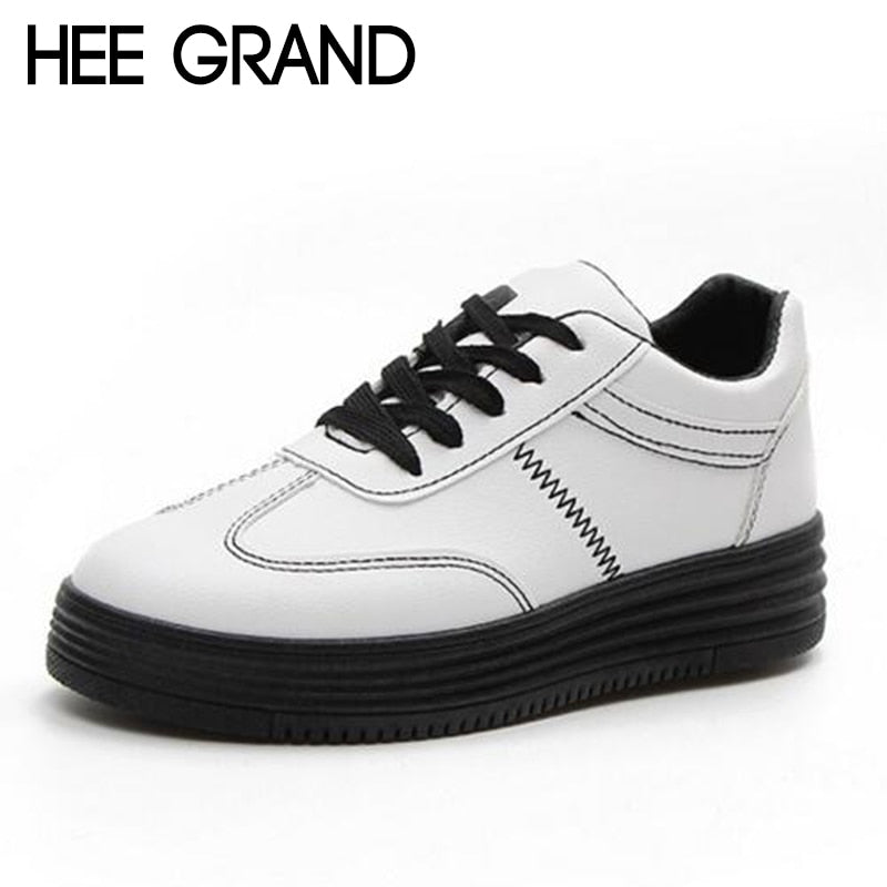 HEE GRAND 2018 Rivet Women Casual Shoes PU Leather Vamp Flats Comfortable Women Shoes Vulcanized Shoes Mujer Sneakers XWB153 - Gabriel
