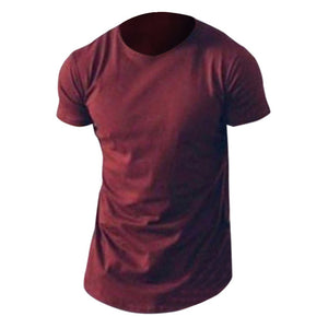 4 Colors Mens Summer Fashion Slim T Shirt Casual Cotton Short Sleeve Crew Neck Longline T-shirt Mens Summer TShirt Tops - Gabriel