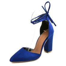 Load image into Gallery viewer, HEE GRAND 2018 New Women Thick Heel Summer Shoes Pointed Toe Cross-tied Ankle Lace Flock Vamp Lady&#39;s Mujer Fashion Pumps XWZ4925 - Gabriel