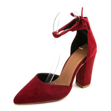 Load image into Gallery viewer, HEE GRAND 2018 New Women Thick Heel Summer Shoes Pointed Toe Cross-tied Ankle Lace Flock Vamp Lady&#39;s Mujer Fashion Pumps XWZ4925 - Gabriel