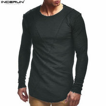 Load image into Gallery viewer, New Mens Hip Hop T Shirt Full Long Sleeve T-Shirt Men Solid Color O-neck Muscle Tees Shirt Fashion Curve Hem Men Streetwear Tops - Gabriel