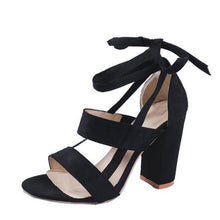 Load image into Gallery viewer, HEE GRAND 2018 New Women Thick Heel Summer Sandals Cross-tied Ankle Lace up Flock Lady&#39;s Pumps Mujer Fashion Shoes XWZ4929 - Gabriel
