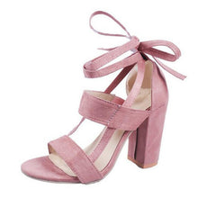 Load image into Gallery viewer, HEE GRAND 2018 New Women Thick Heel Summer Sandals Cross-tied Ankle Lace up Flock Lady&#39;s Pumps Mujer Fashion Shoes XWZ4929 - Gabriel