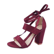 Load image into Gallery viewer, HEE GRAND 2018 New Women Thick Heel Summer Sandals Cross-tied Ankle Lace up Flock Lady&#39;s Pumps Mujer Fashion Shoes XWZ4929 - Gabriel