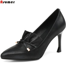 Load image into Gallery viewer, ASUMER black brown fashion spring autumn ladies pumps thin heel elegant dress shoes women genuine leather high heels shoes - Gabriel
