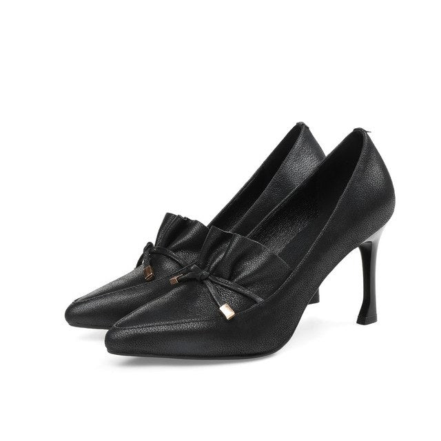 ASUMER black brown fashion spring autumn ladies pumps thin heel elegant dress shoes women genuine leather high heels shoes - Gabriel